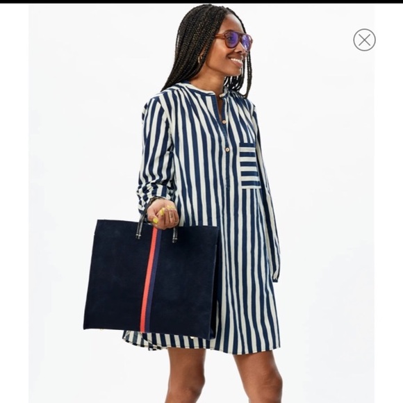 Clare V Simple Perforated Navy Suede Tote - Picture 4 of 11